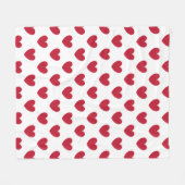 Couverture Polaire Coeurs polka rouge sur blanc (Devant (Horizontal))