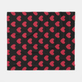 Couverture Polaire Coeurs polka rouge sur noir (Devant (Horizontal))