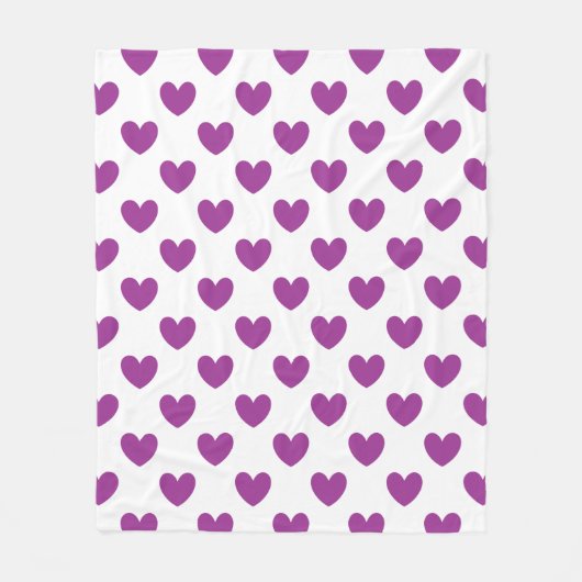 Couverture Polaire Coeurs polka violet sur blanc (Devant)