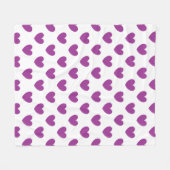 Couverture Polaire Coeurs polka violet sur blanc (Devant (Horizontal))