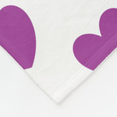 Couverture Polaire Coeurs polka violet sur blanc (Coin)