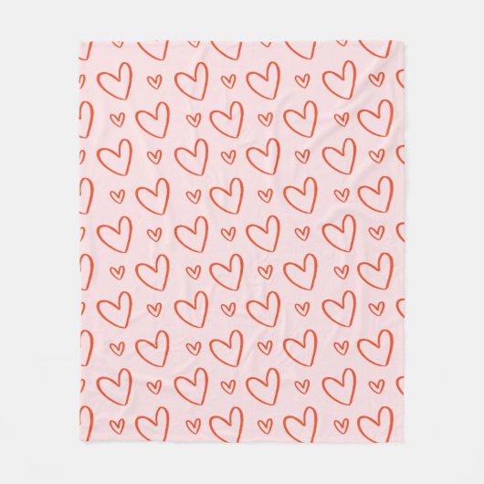 Couverture Polaire Coeurs preppy en rose et rouge (Devant)