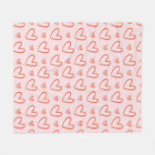 Couverture Polaire Coeurs preppy en rose et rouge (Devant (Horizontal))