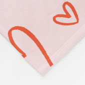 Couverture Polaire Coeurs preppy en rose et rouge (Coin)