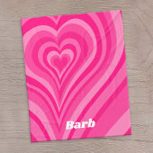 Couverture Polaire Coeurs psychédéliques Calligraphie avec nom rose