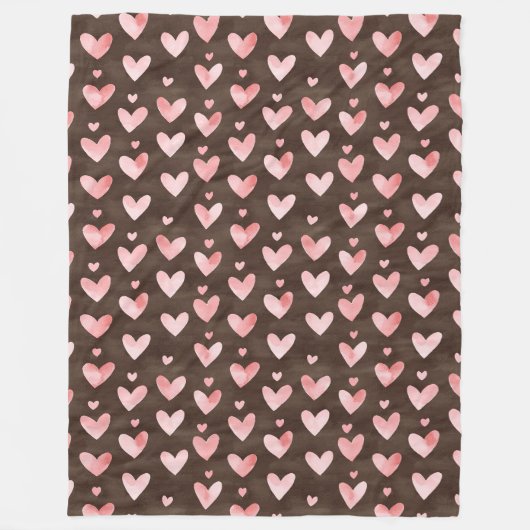 Couverture Polaire Cœurs rose brun   (Devant)