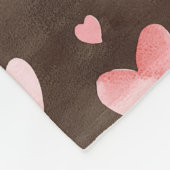 Couverture Polaire Cœurs rose brun   (Coin)