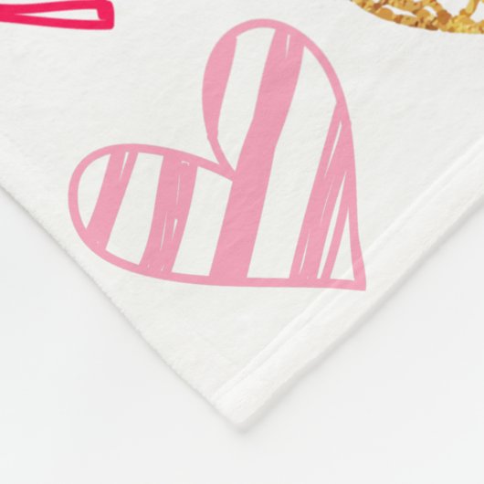 Couverture polaire - Coeurs rose et or (Coin)