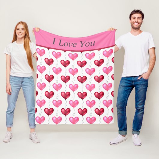Couverture Polaire Coeurs rose et rouge Saint Valentin Amour (En situation)