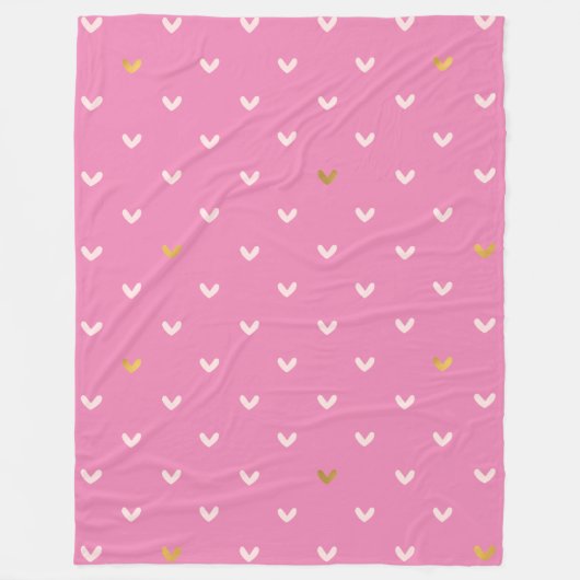 Couverture Polaire Coeurs rose Fille Or (Devant)
