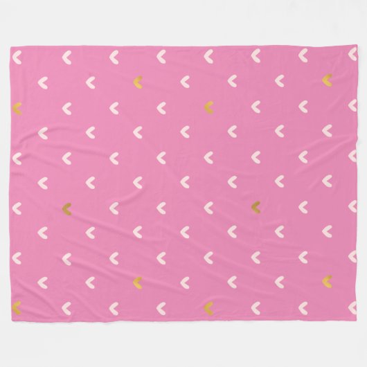 Couverture Polaire Coeurs rose Fille Or (Devant (Horizontal))