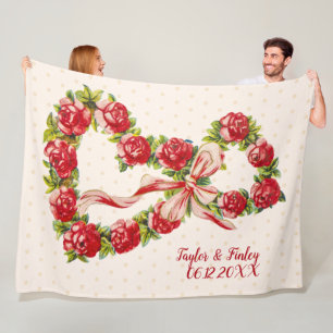 Couverture Polaire Coeurs Rose vintages Floral Rustique Mariage rétro