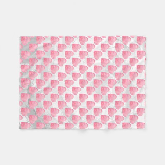 Couverture Polaire Coeurs roses (Devant (Horizontal))