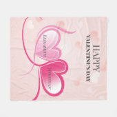 Couverture Polaire Coeurs roses métalliques (Devant (Horizontal))