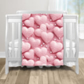 Couverture Polaire Coeurs roses Perles Baby