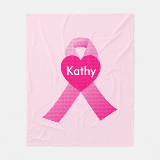 Couverture Polaire Coeurs roses personnalisés Ribbon Cancer du sein (Devant)