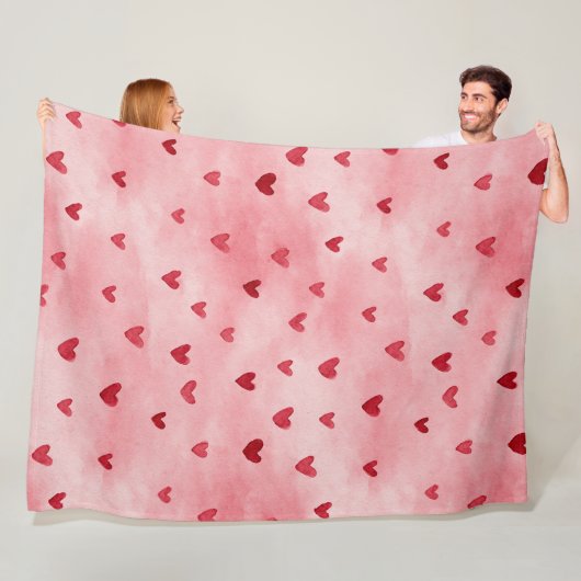 Couverture Polaire Cœurs roses rouges Amour (En situation)