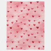 Couverture Polaire Cœurs roses rouges Amour (Devant)