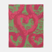 Couverture Polaire Coeurs roses tirés sur la couleur faite sur (Devant)