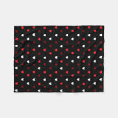 Couverture Polaire Coeurs rouge et blanc sur noir (Devant (Horizontal))
