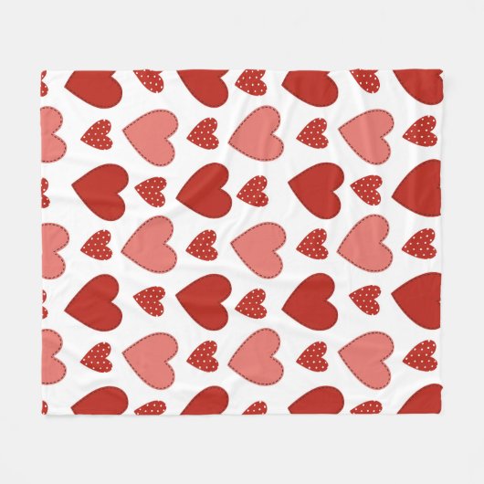 Couverture Polaire Coeurs rouges (Devant (Horizontal))