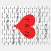 Couverture Polaire Cœurs rouges amour vous amour vous plus Monogramme (Devant (Horizontal))