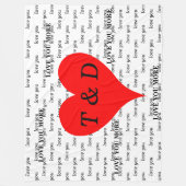 Couverture Polaire Cœurs rouges amour vous amour vous plus monogramme (Devant)