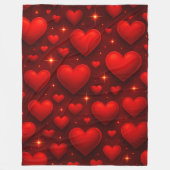 Couverture Polaire Coeurs rouges avec Motif étoiles (Devant)
