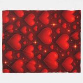 Couverture Polaire Coeurs rouges avec Motif étoiles (Devant (Horizontal))