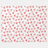 Couverture Polaire Cœurs Rouges Blancs (Devant (Horizontal))