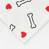 Couverture Polaire Coeurs rouges Bones blancs Chien ou Amoureux des c (Coin)