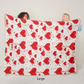 Couverture Polaire Coeurs rouges coquette chic et tourbillons monogra