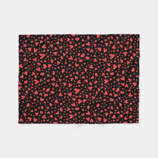 Couverture Polaire Coeurs rouges et baisers (Devant (Horizontal))