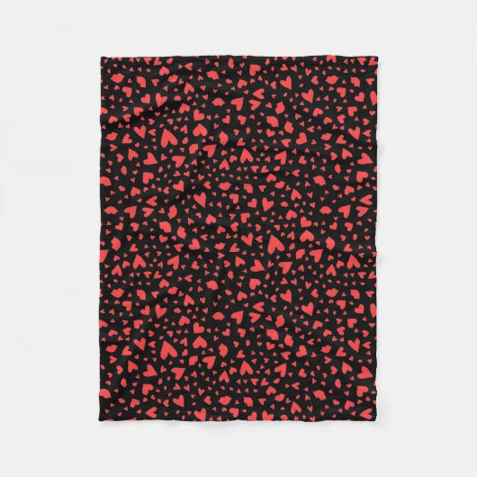 Couverture Polaire Coeurs rouges et baisers (Devant)