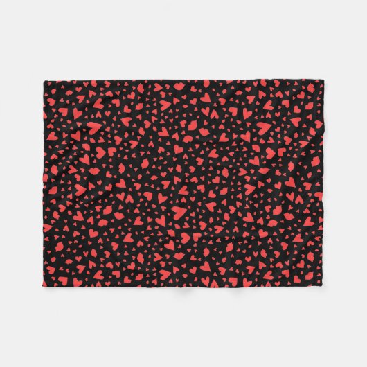 Couverture Polaire Coeurs rouges et baisers (Devant (Horizontal))