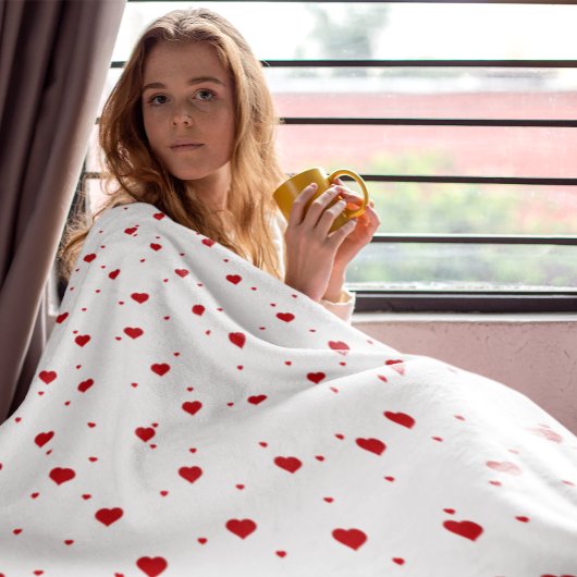 Couverture Polaire Coeurs rouges et blancs mignons Motif sans couture