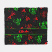 Couverture Polaire cœurs rouges et verts (Devant (Horizontal))