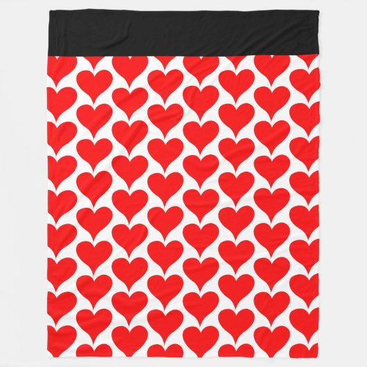 Couverture Polaire Cœurs rouges motif noir (Devant)