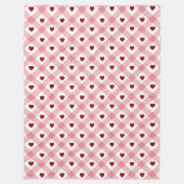 Couverture Polaire Coeurs rouges Pink Plaid (Devant)