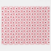 Couverture Polaire Coeurs rouges Pink Plaid (Devant (Horizontal))