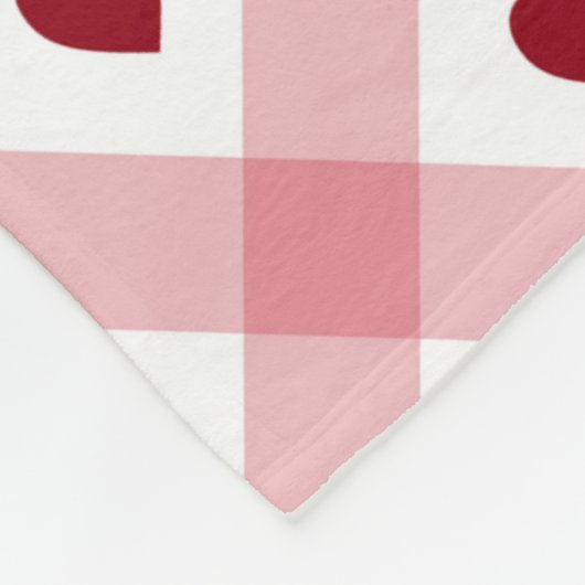 Couverture Polaire Coeurs rouges Pink Plaid (Coin)