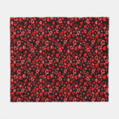 Couverture Polaire Coeurs rouges sur noir (Devant (Horizontal))