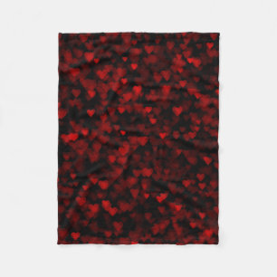 Couverture Polaire Cœurs Rouges Vision Floue Noir Sombre Amour Romant