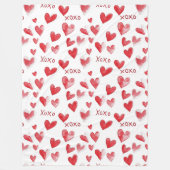 Couverture Polaire Cœurs rouges XOXO (Devant)