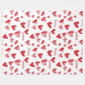 Couverture Polaire Cœurs rouges XOXO (Devant (Horizontal))