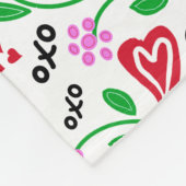 Couverture Polaire Coeurs Saint Valentin rouges Fleurs roses (Coin)