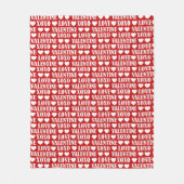 Couverture Polaire Coeurs Valentine élégant moderne chic rouge blanc (Devant)