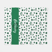 Couverture Polaire Coeurs verts, Pom Poms, Motif mégaphone (Devant (Horizontal))