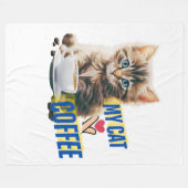 Couverture Polaire Coffee cat Blanche polaire (Devant (Horizontal))