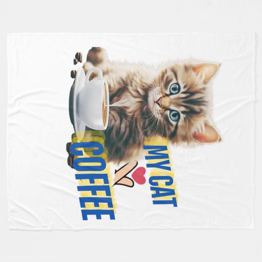 Couverture Polaire Coffee cat Blanche polaire (Devant (Horizontal))